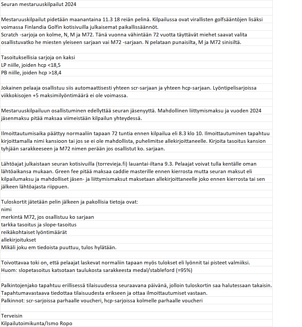 Mestaruuskisat 2024 info